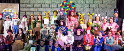 Shrek cast from Holy Cross church with Joy